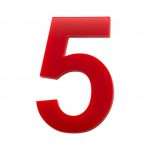 Hausnummer Rot Hochglanz Zahl 5
