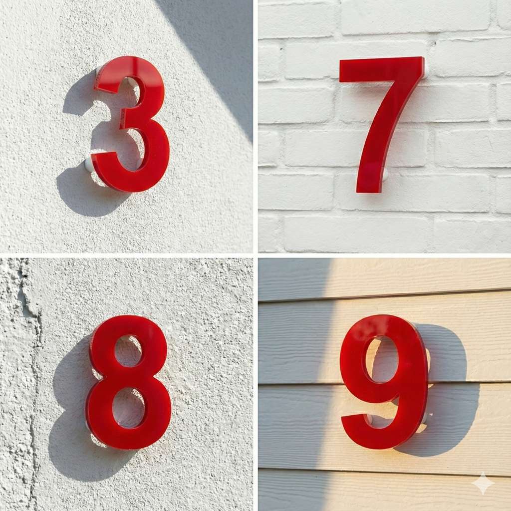 Hausnummer Rot Hochglanz | 3 mm – Bild 2